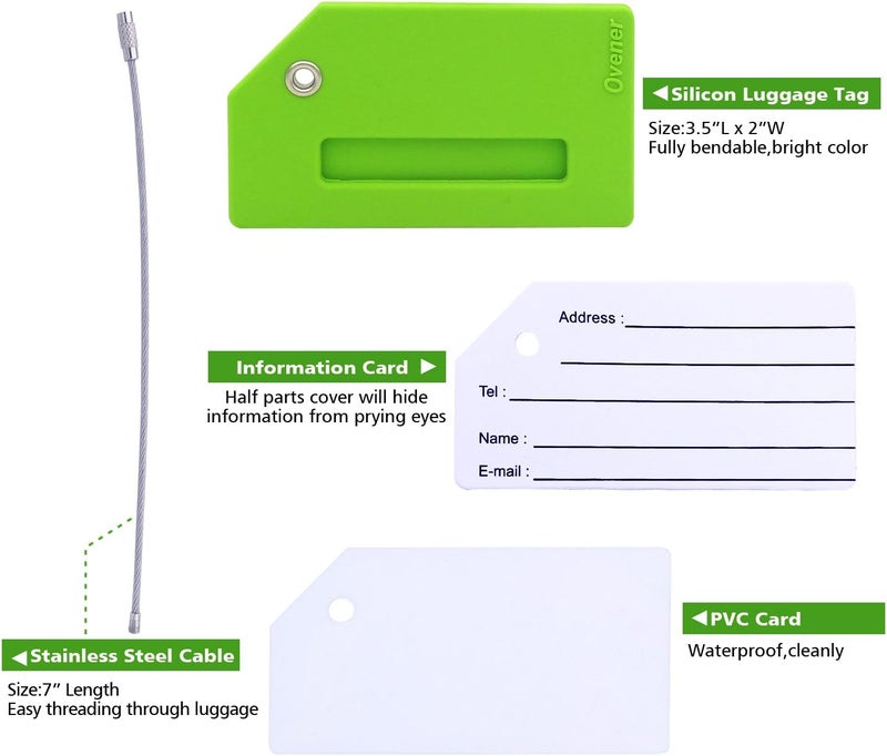 Ovener Silicone Luggage Tag with Name ID Card Perfect to Quickly Spot Luggage Suitcase - Image 3